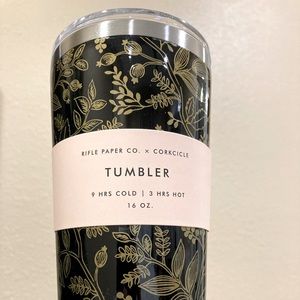 Authentic NWT Corkcicle, Rifle Paper Co. 16oz Tumbler-Queen Anne Black